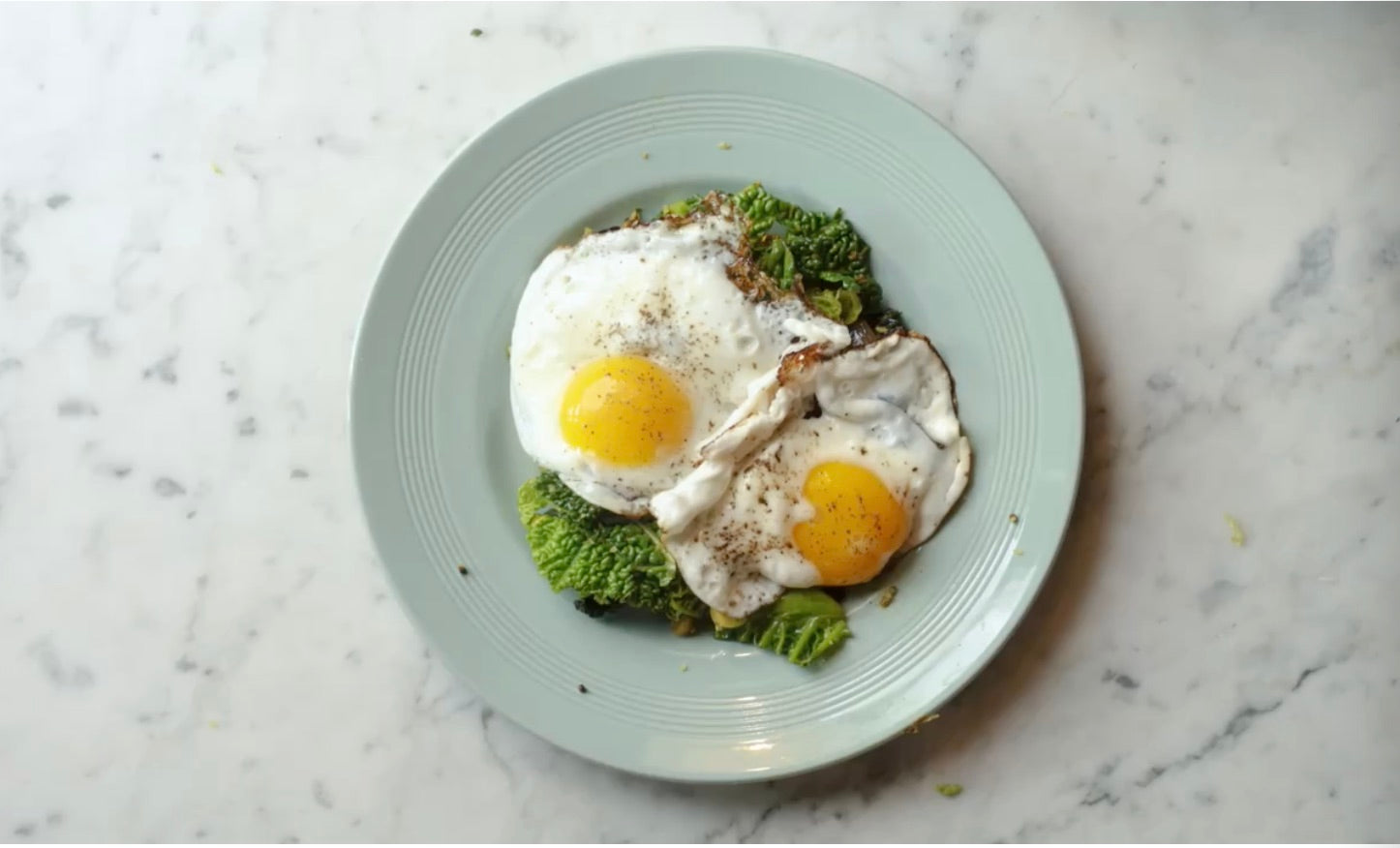 Ginger & Coconut Spiced Cabbage with Fried Eggs - Serves 4